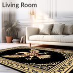 Golden Eagle Crest Black Rug