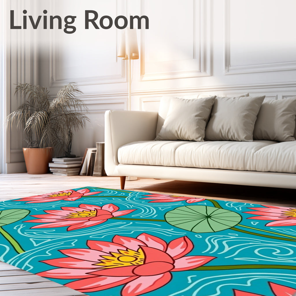 Coral Water Lily Pond Tile Rug