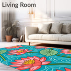Coral Water Lily Pond Tile Rug