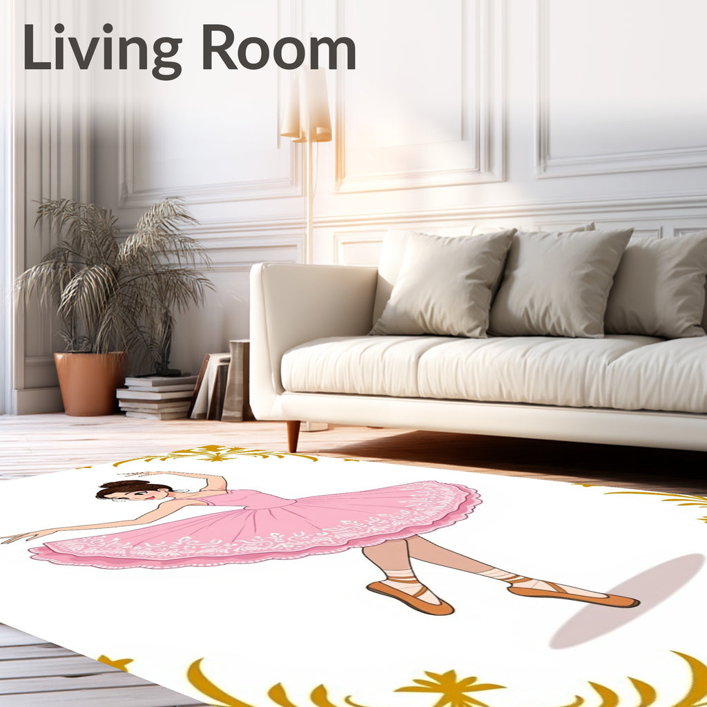 Pink Ballerina Lace Trim Swirls Rug
