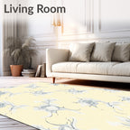 Pale Yellow Delicate Rose Sketch Rug