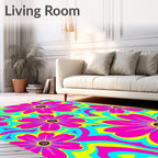 Vibrant Pink Floral Swirls Rug