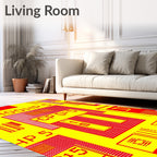 Red Yellow Pixelated Circuit Board Rug