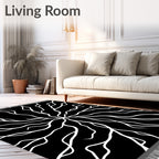 Abstract Black White Branching Root Rug