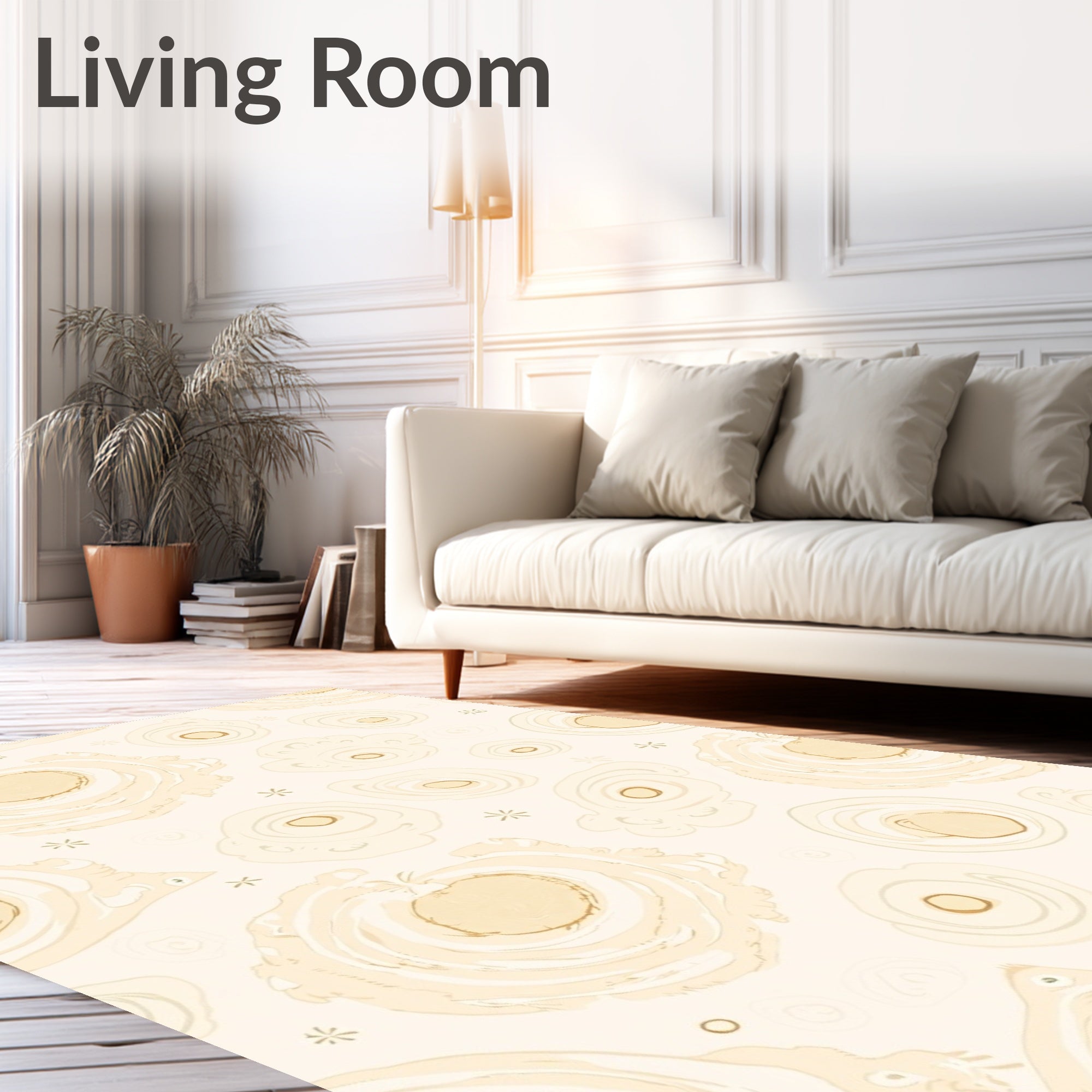 Creamy Peach Abstract Organic Shapes Rug