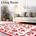 Red Gnome Snowflake Christmas Trees Rug