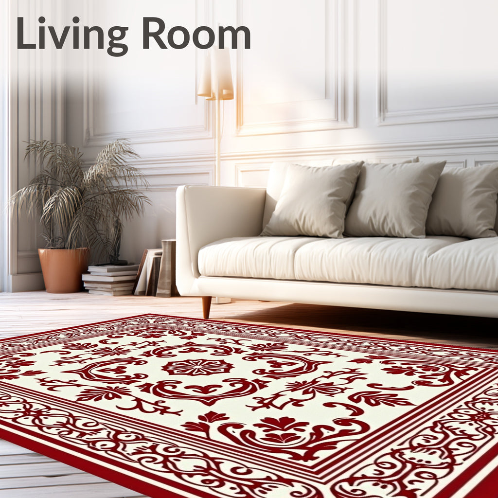 Elaborate Crimson Victorian Floral Rug