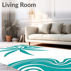 Teal Starburst Tropical Wave Rug