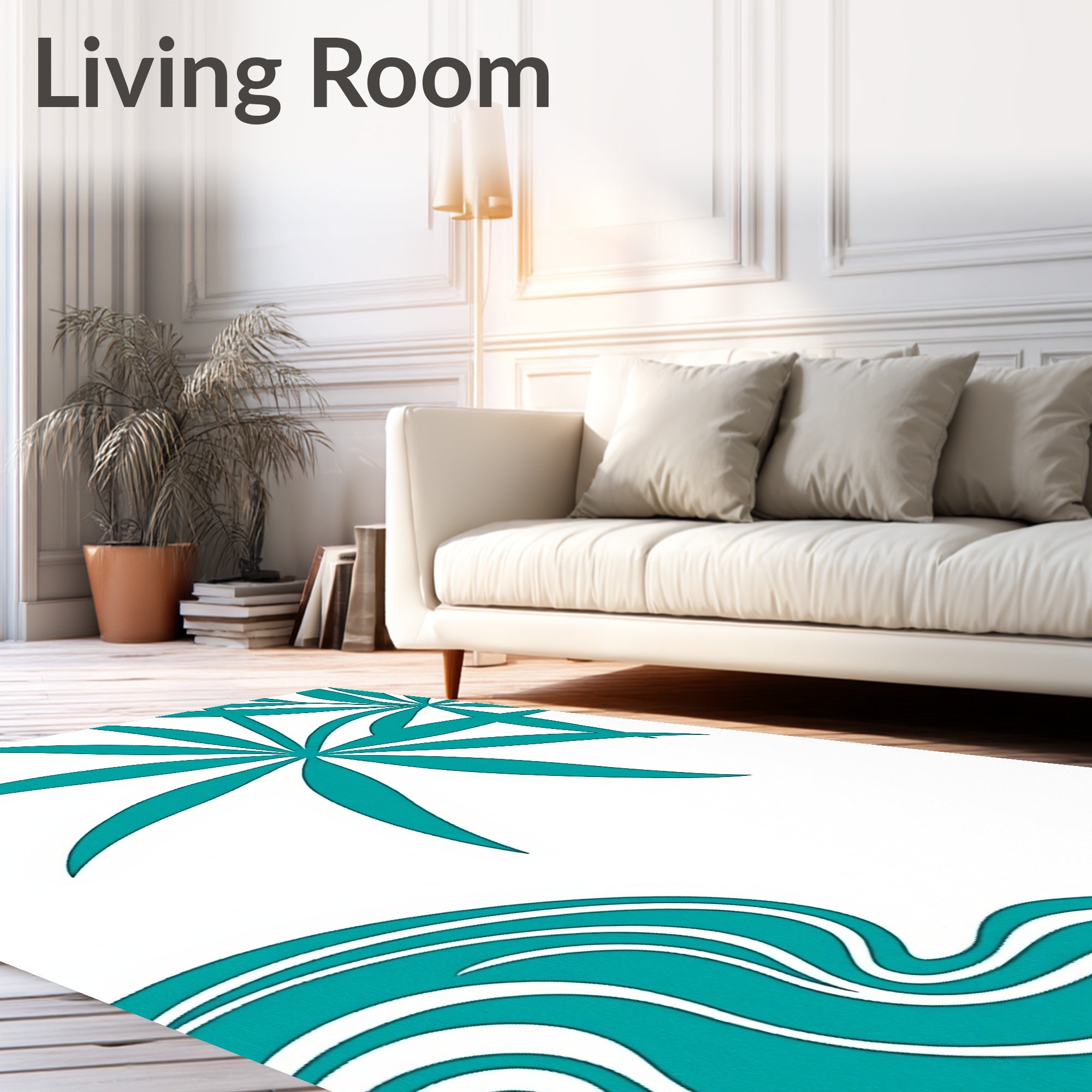 Teal Starburst Tropical Wave Rug