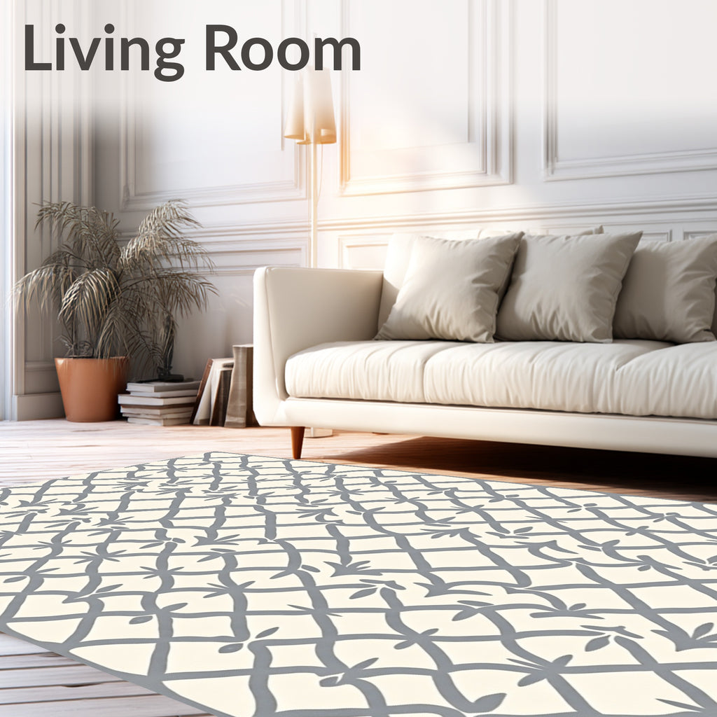 Gray Lattice Floral Harmony Rug