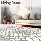 Gray Lattice Floral Harmony Rug