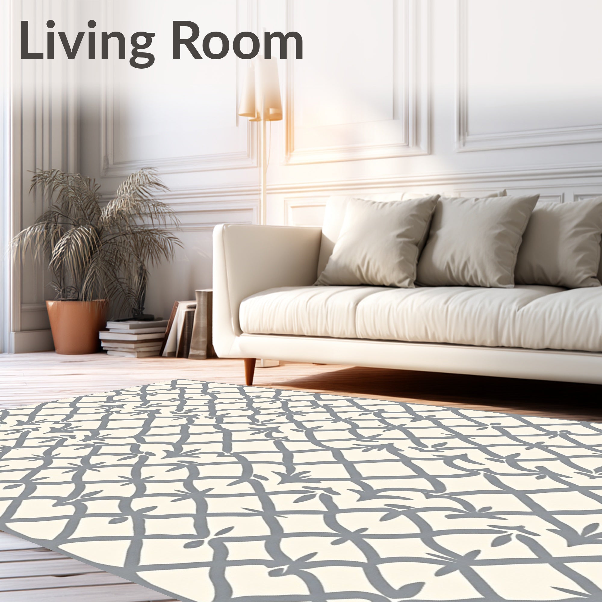 Gray Lattice Floral Harmony Rug