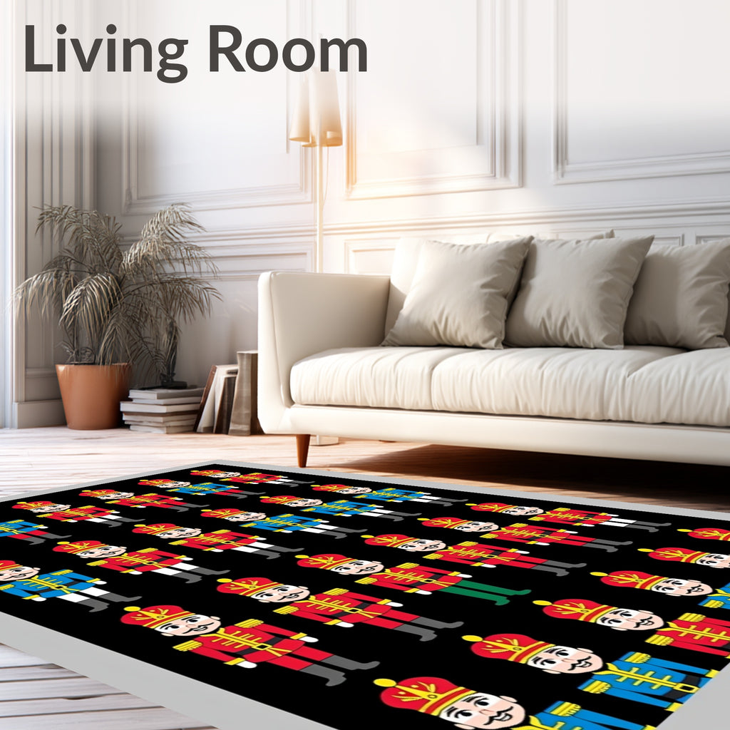 Red Blue Golden Guard Soldiers Rug