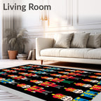 Red Blue Golden Guard Soldiers Rug