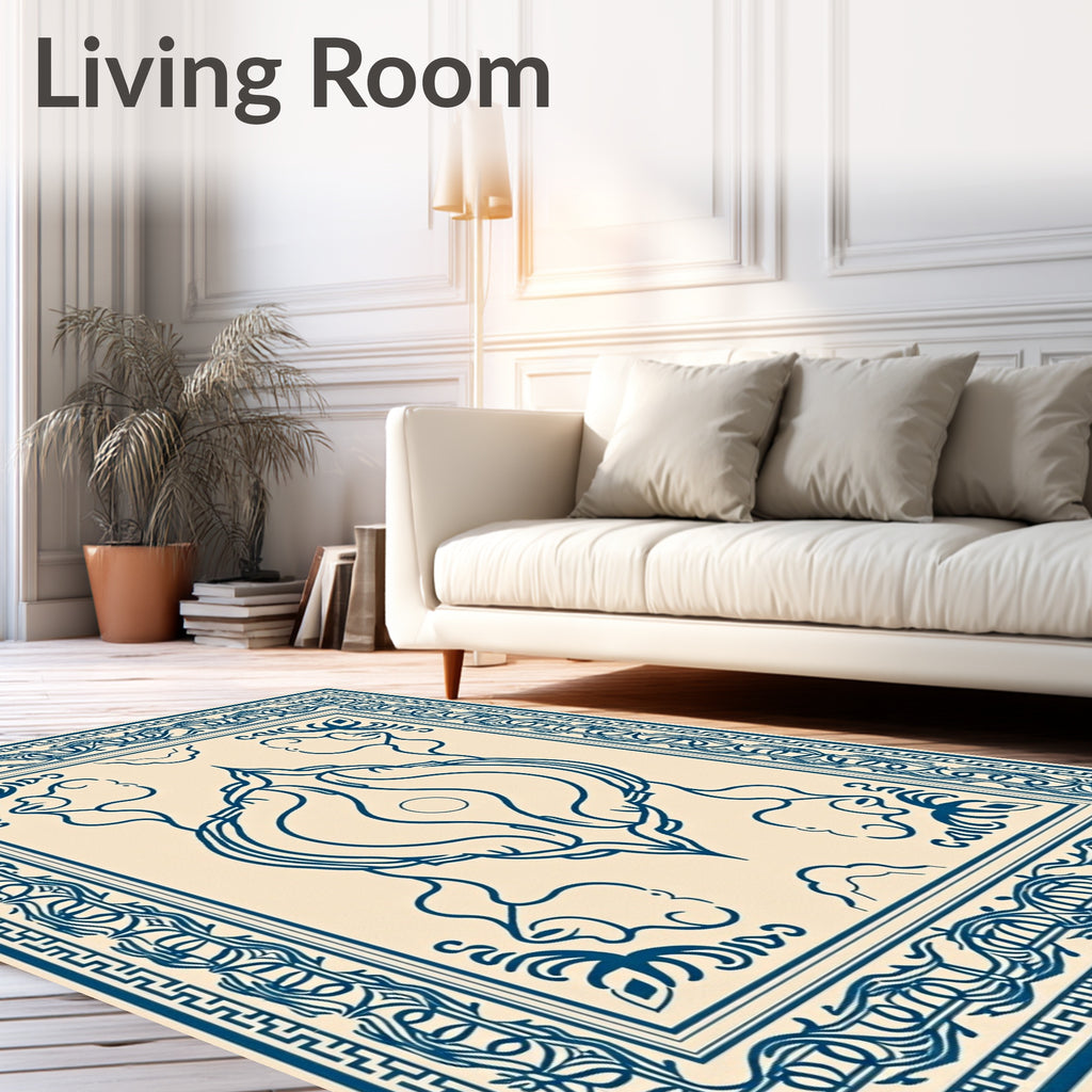 Classic Blue Ivory Symmetry Rug