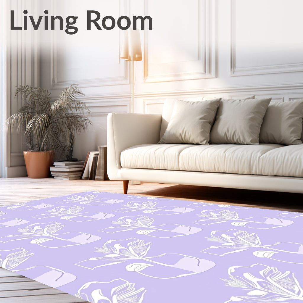 Pastel Purple Hand Holding Plant Rug