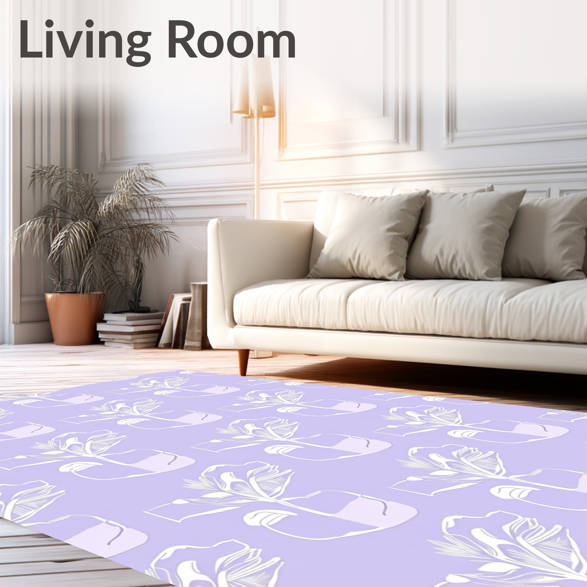 Pastel Purple Hand Holding Plant Rug