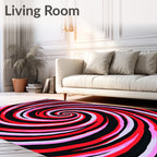 Vivid Swirl Crimson Pink Spiral Rug