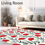 Red Spotted Mushroom Leaf Garden Rug