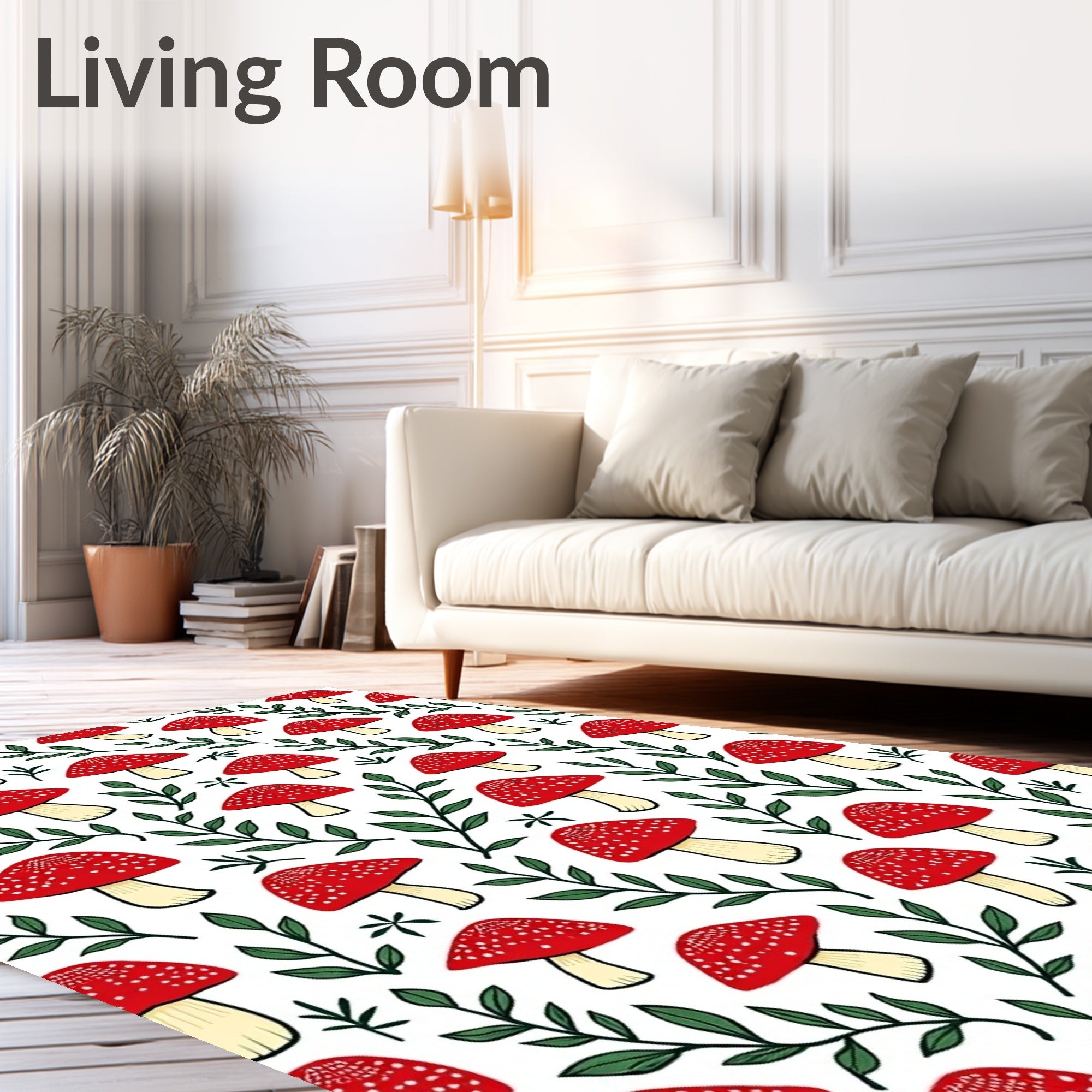 Red Spotted Mushroom Leaf Garden Rug