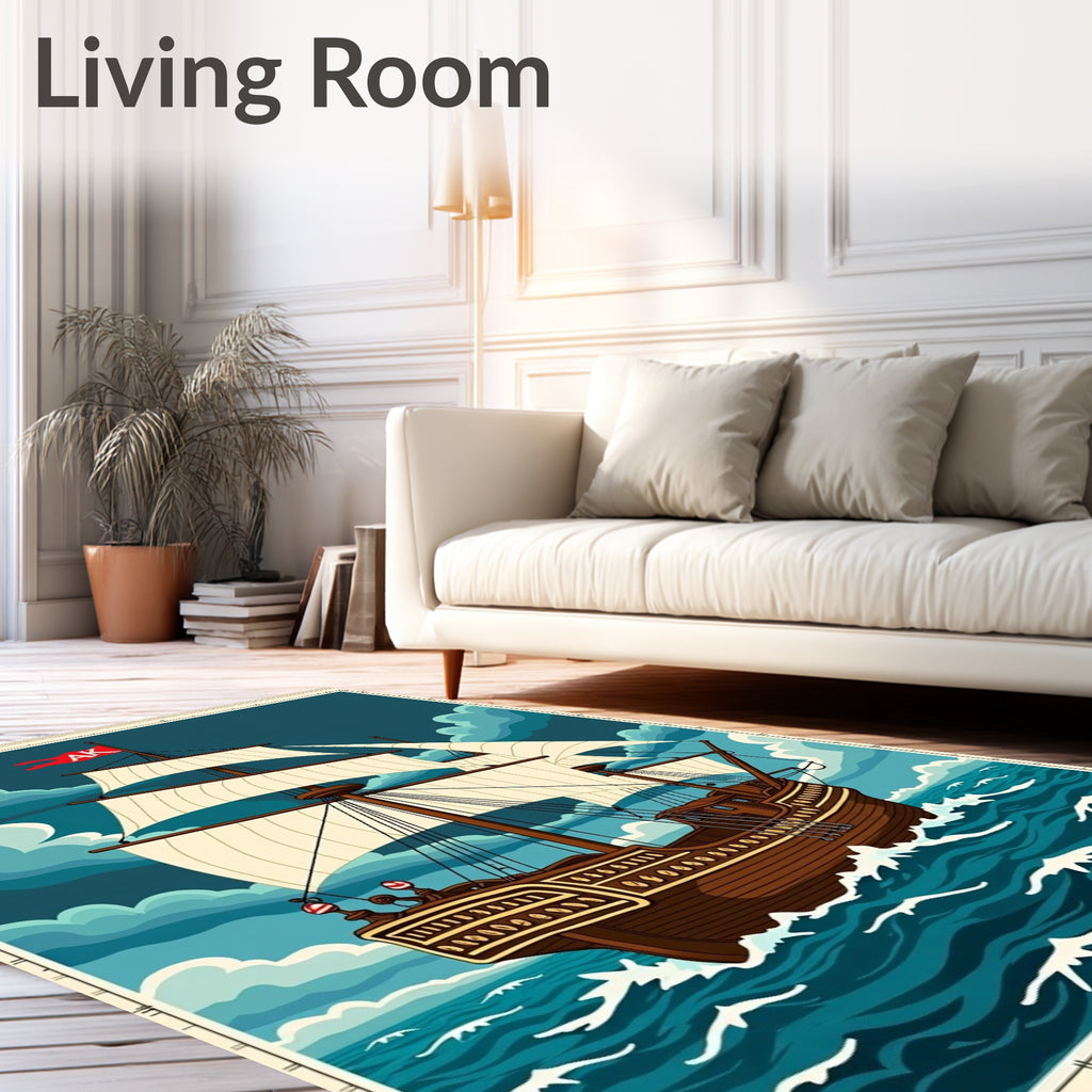 Vintage Sailing Ship Ocean Voyage Rug