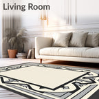 Geometric Art Deco Cream Black Gray Rug