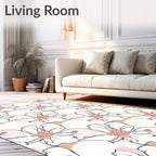 Soft Pink Blossom Outline Art Rug