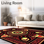 Bold Red and Yellow Medallion Sunburst Rug