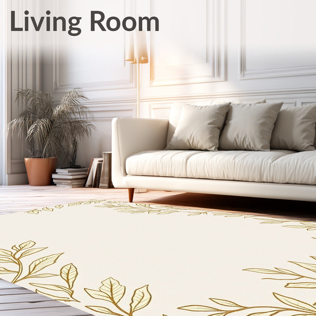 Golden Leaf Vine Border Rug