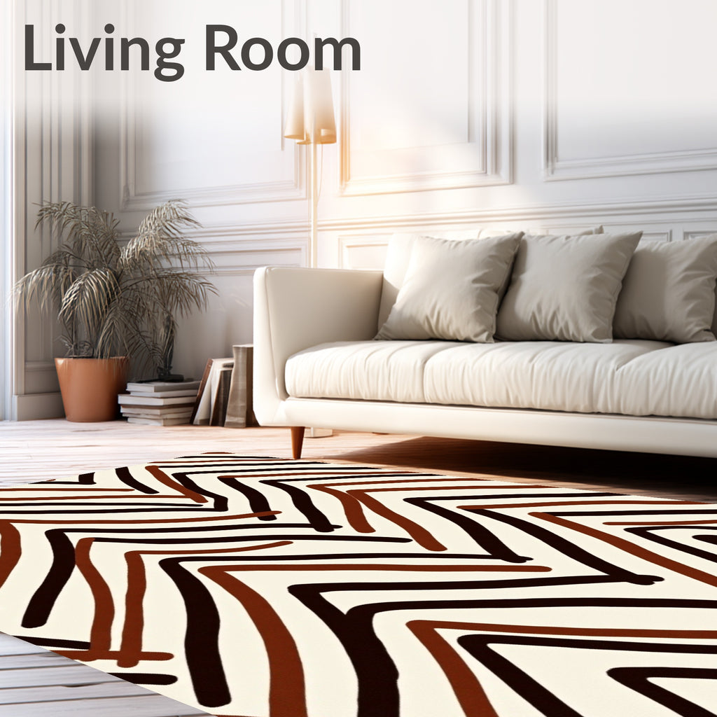 Earth Tones Abstract Chevron Lines Rug