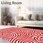 Crimson Swirls Abstract Contemporary Rug