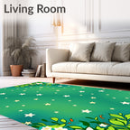 Enchanting Green Starry Floral Meadow Rug