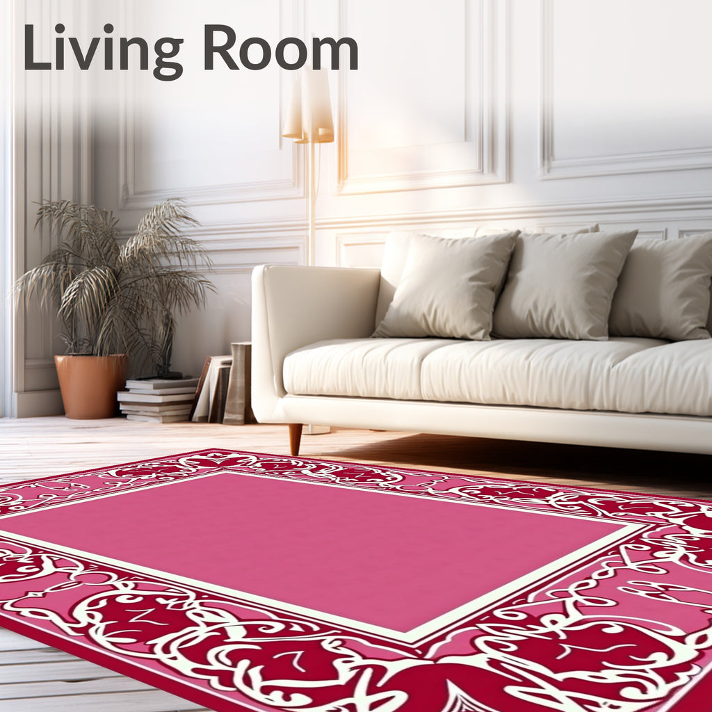 Art Nouveau Crimson Floral Frame Rug