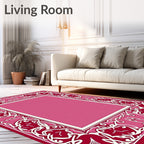 Art Nouveau Crimson Floral Frame Rug