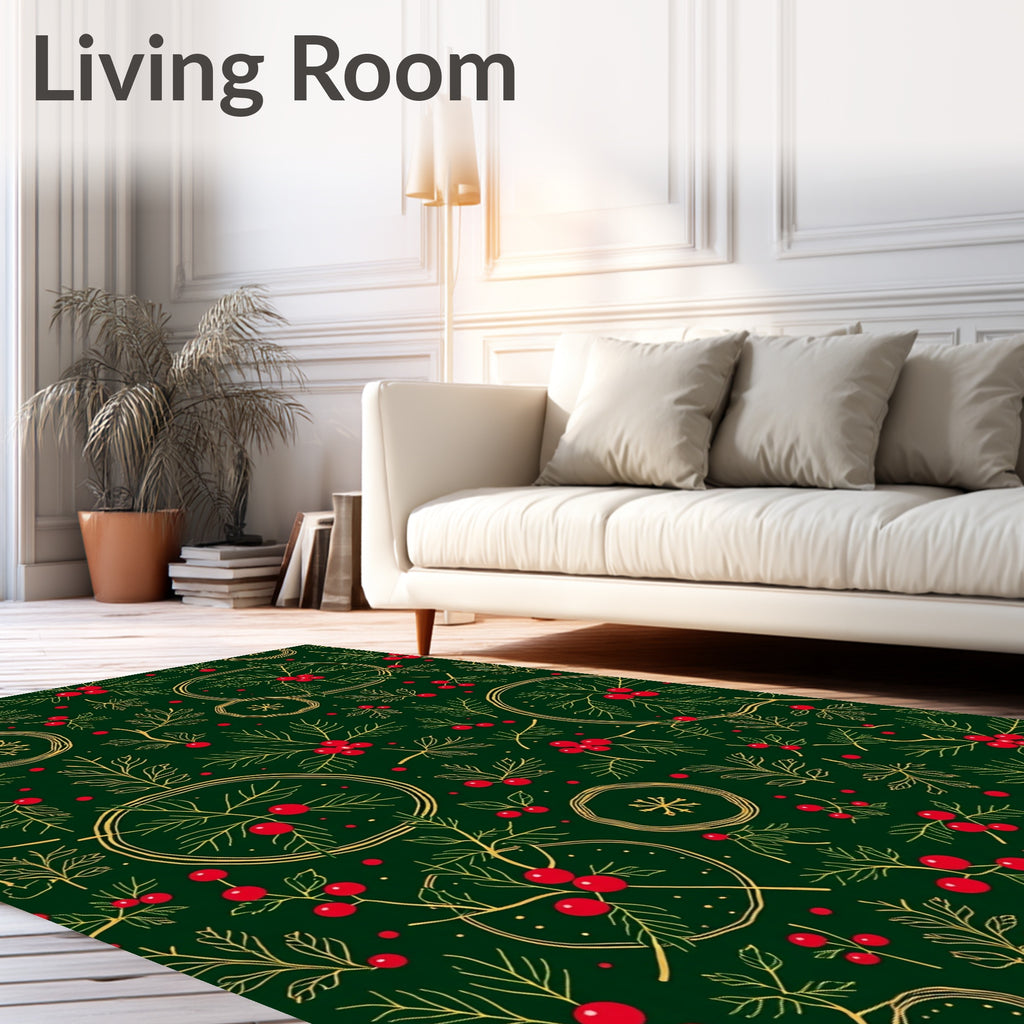 Golden Holly Berry Garland Decoration Rug