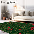 Golden Holly Berry Garland Decoration Rug