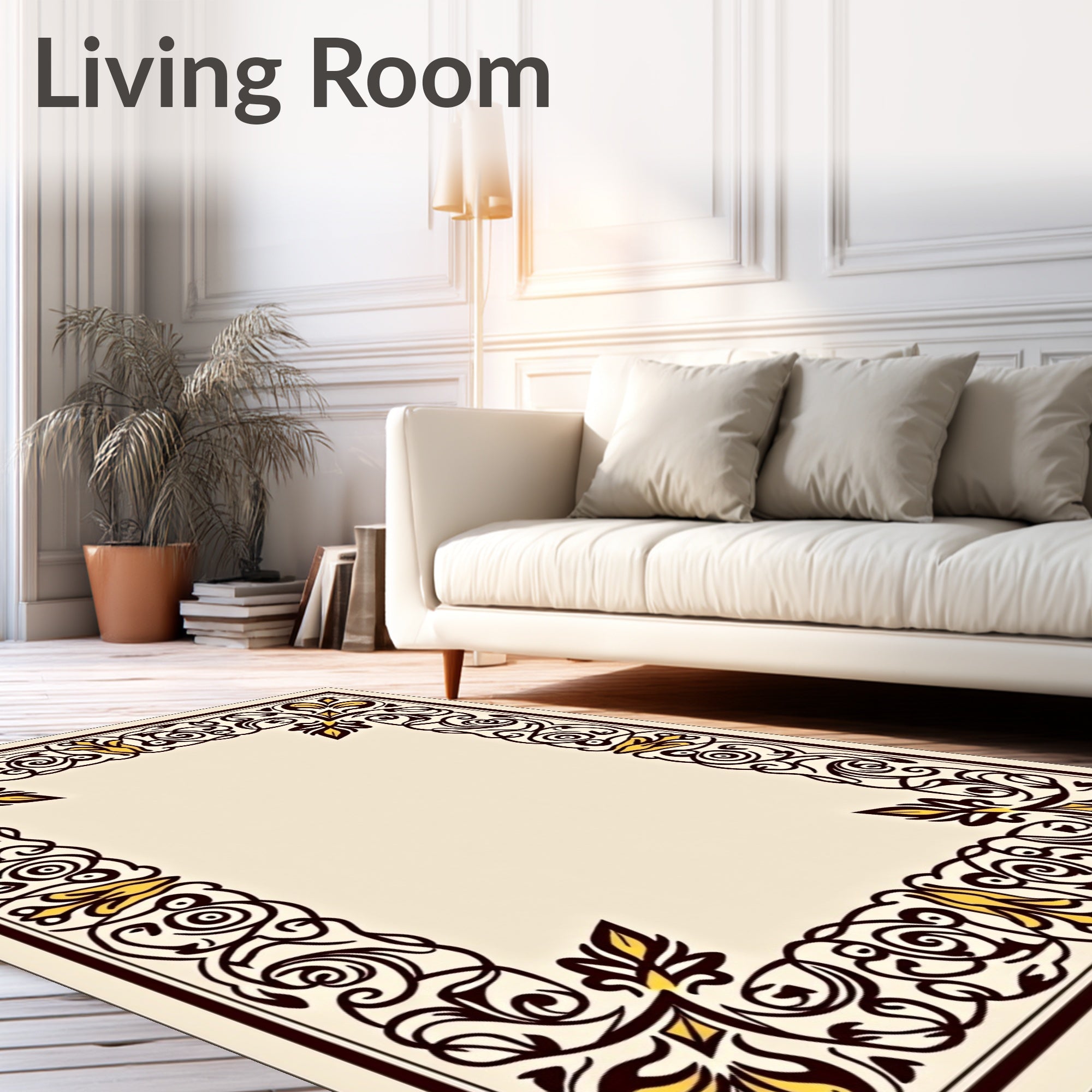 Victorian Amber Swirl Border Rug