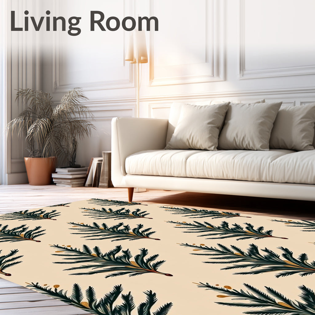Forest Green Fir Branch Repeat Rug