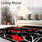 Bold Red Cardinals on Snowy Branches Rug