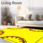 Vibrant Yellow Red Ball Circles Rug