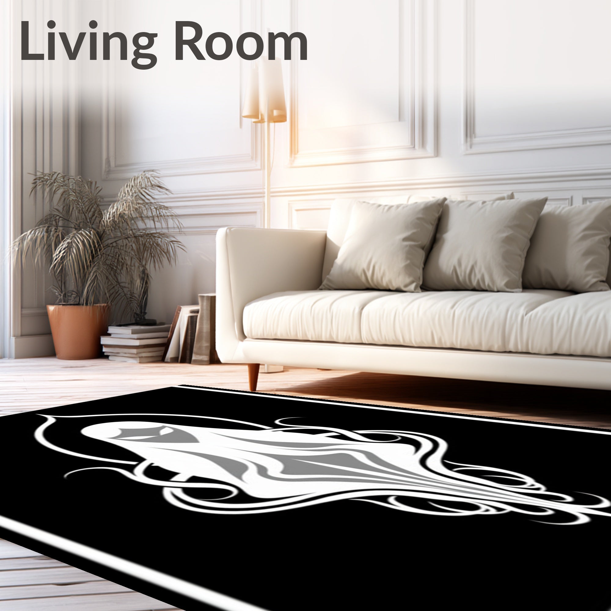 Mysterious White Tentacle Figure Rug