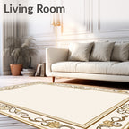 Cream Gold Floral Border Rug
