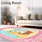 Pink Religious Figures Sunburst Rug