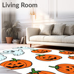 Spooky Orange Jack-o-Lantern Ghosts Rug