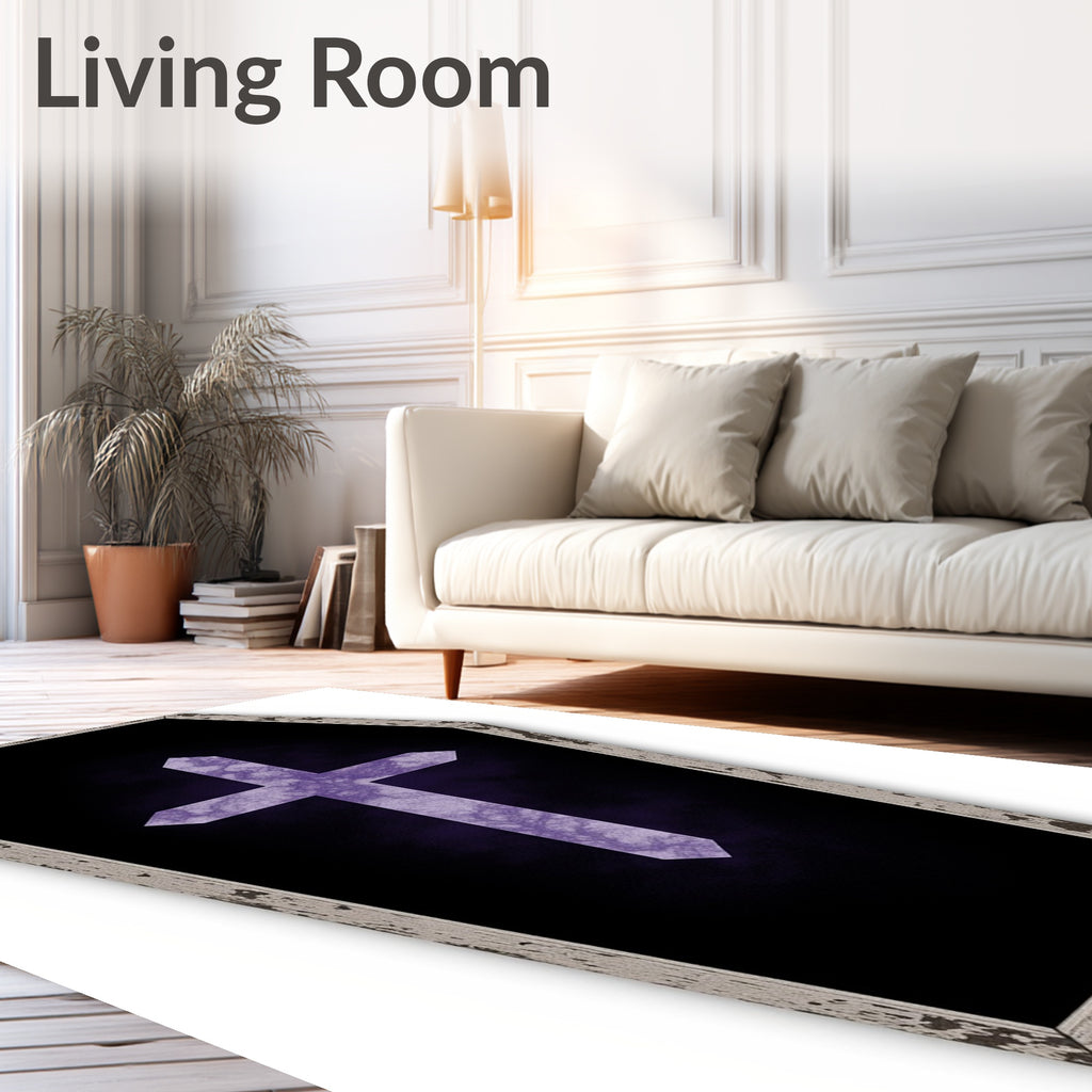 Gothic Purple Cross Coffin Design Rug