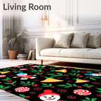 Festive Snowmen Holly Berry Bells Rug