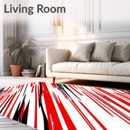 Bold Red Black Diagonal Stripes Rug