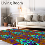 Exotic Turquoise Peacock Feather Medallion Rug
