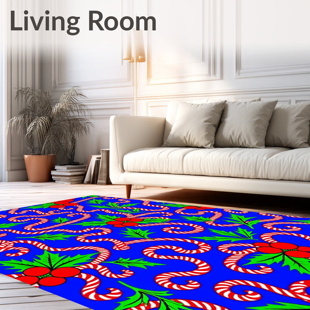 Candy Cane Holly Berry Swirls Rug