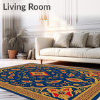 Royal Blue Red Gold Medallion Rug